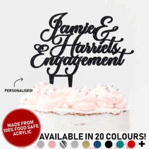 Engagement Personalised Names Acrylic Cake Topper Engaged Celebrations 20 Colours