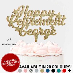 Happy Retirement Personalised Name Acrylic Cake Topper Custom Made Retiring Celebration 20 Colours
