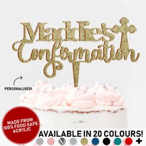 Confirmation Personalised Name Acrylic Cake Topper Customised Celebration Decoration 20 Colours
