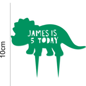 Triceratops Personalised Name Age Dinosaur Acrylic Cake Topper Birthday 20 Colours