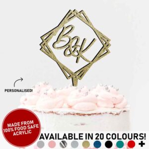 Wedding Personalised Initials Engagement Acrylic Cake Topper Marriage 20 Colours