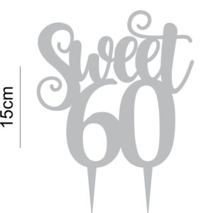 Sweet 60 Birthday Acrylic Cake Topper 60th Sixtieth Celebration Decoration 20 Colours