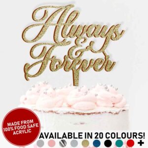 Always And Forever Acrylic Cake Topper Marriage Wedding Engagement Celebration Decoration 20 Colours