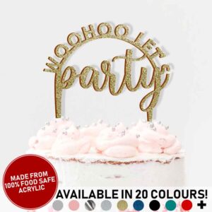 Woohoo Lets Party Acrylic Cake Topper Birthday Wedding Christmas Engagement Celebration Decoration 20 Colours