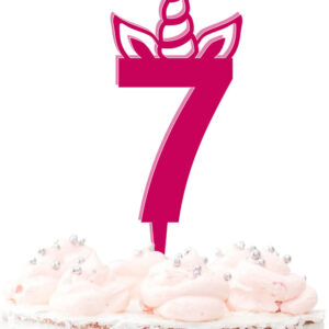 Children's 7th Birthday Unicorn Acrylic Cake Topper 7 Seven Year Old Celebration Decoration 20 Colours