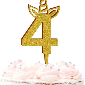 Kid's 4th Birthday Unicorn Style Acrylic Cake Topper 4 Today Party Celebration Decoration 20 Colours