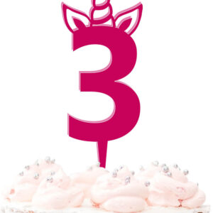 Unicorn Head Child's 3rd Birthday Acrylic Cake Topper 3 Third Party Celebration Decoration 20 Colours