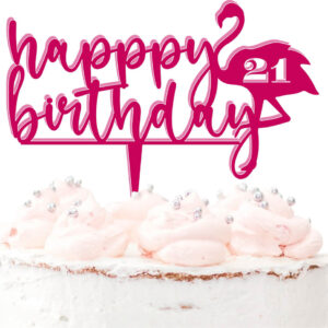 Happy Birthday Personalised Any Age Flamingo Acrylic Cake Topper Celebration 20 Colours