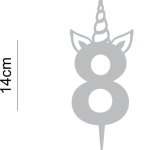 Child's Number 8 Unicorn Acrylic Cake Topper 8th Birthday Celebration Decoration Boy Girl Horn Ears 20 Colours