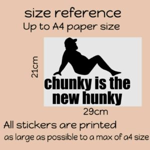 Chunky Is The New Hunky Wall Art Sticker Dad Male Body Funny Den Artwork A4 Sized Decal - BLACK