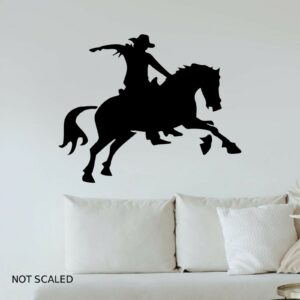 Horse Rider Cowboy Wall Art Sticker Wild West Western Boys Room A4 Sized Decal - BLACK