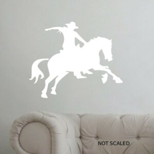 Horse Riding Cowboy Wall Art Sticker Wild West Western Boys Room A4 Sized Decal - WHITE