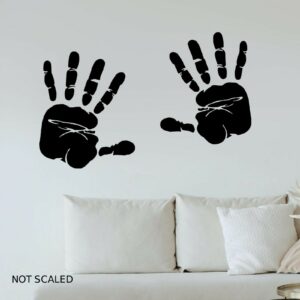 Hand Prints Wall Art Sticker Painted Palms Fingers Hands Wall Kids Room Nursery A4 Sized Decal - BLACK