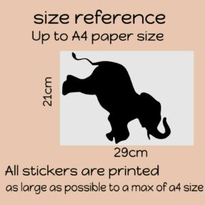 Standing Elephant Wall Art Sticker Circus Jungle Animals Kids Room Den A4 Sized Decal - WHITE