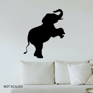 Standing Elephant Wall Art Sticker Circus Jungle Animal Home Décor A4 Sized Decal - BLACK