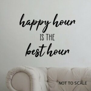 Happy Hour Sign Home Bar Pub Wall Art Sticker Alcohol A4 Sized Decal - BLACK