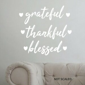 Grateful Thankful Blessed Quote Wall Art Sticker Wall Room Lounge Home Decal WHITE