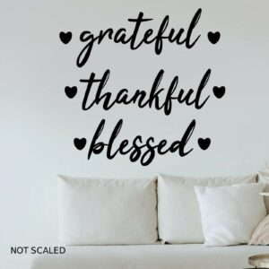 Grateful Thankful Blessed Quote Wall Art Sticker Wall Room Large Decal BLACK