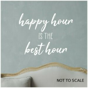 Happy Hour Sign Home Bar Pub Wall Art Sticker Alcohol A4 Sized Decal - WHITE