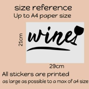 Wine Alcohol Booze Drinks Bar Pub Wall Art Sticker Wine A4 Sized Decal white 641