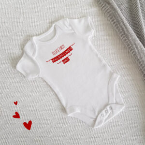 Personalised Baby's First Valentine's Day Flags Design Babygrow Vest