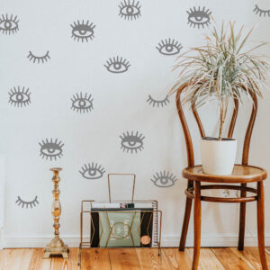 Abstract Eyes Wall Decal Stickers X25 Eyelashes Beauty Salon Bedroom Art Work