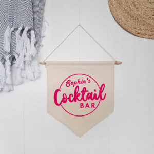 Cocktail Bar Personalised Name Wall Flag