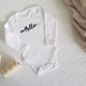 Personalised Nordic Arrow With Your Baby's Name Babygrow