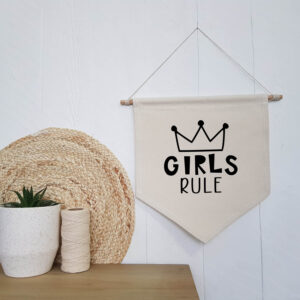 Girls Rule Wall Hanging Cotton Flag