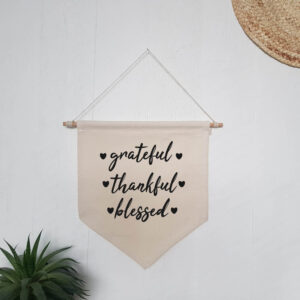 Grateful Thankful Blessed Wall Flag