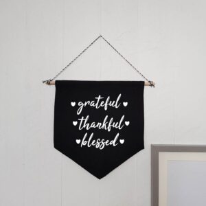Grateful Thankful Blessed Wall Flag