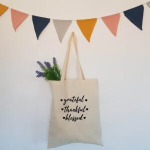 Grateful Thankful Blessed Tote Bag