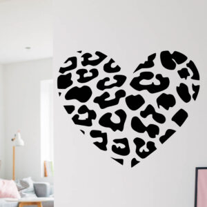Leopard Print Heart Wall Sticker Animal Pattern Loveheart Decal