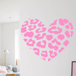 Leopard Print Heart Wall Sticker Animal Pattern Loveheart Decal