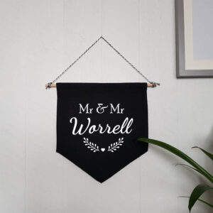 Mr and Mrs Personalised Name Wall Flag