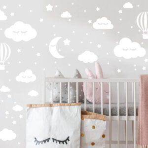 Hot Air Balloons and Clouds Nursery Wall Decal Stickers