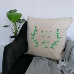 Personalised New Home Moving In and Initials Date Cushion
