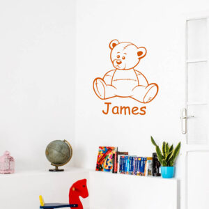 Teddy Bear Personalised Name Wall Sticker Baby Child Bedroom Nursery