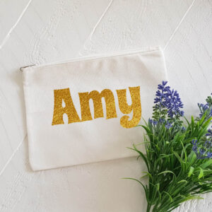 Personalised Name Zipper Pouch Make-Up Bag Cosmetics Holder