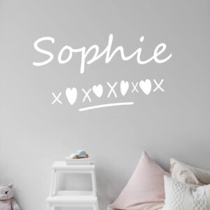 Personalised Child's Name Love Heart Wall Sticker Kid's Bedroom Décor