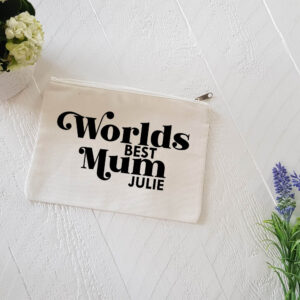 World's Best Mum Personalised Zip Pouch Make-Up Bag Cosmetic Holder
