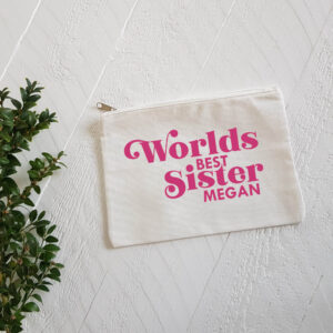 World's Best Sister Personalised Zip Pouch Make-up Bag Cosmetics