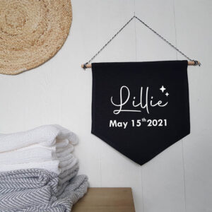 Girl's Personalised Name and Date Wall Flag