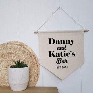 Personalised Name and Year Home Bar Sign Wall Flag