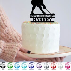 Ice Hockey Player Personalised Birthday & age Acrylic Cake topper 20 Colours