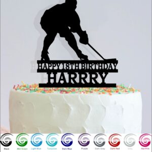 Ice Hockey Player Personalised Birthday & age Acrylic Cake topper 20 Colours